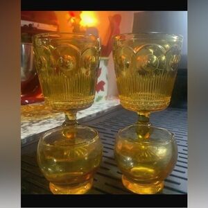 Vintage St. Genevieve Amber Goblets made by Bartlett Collins goblet and tumbler